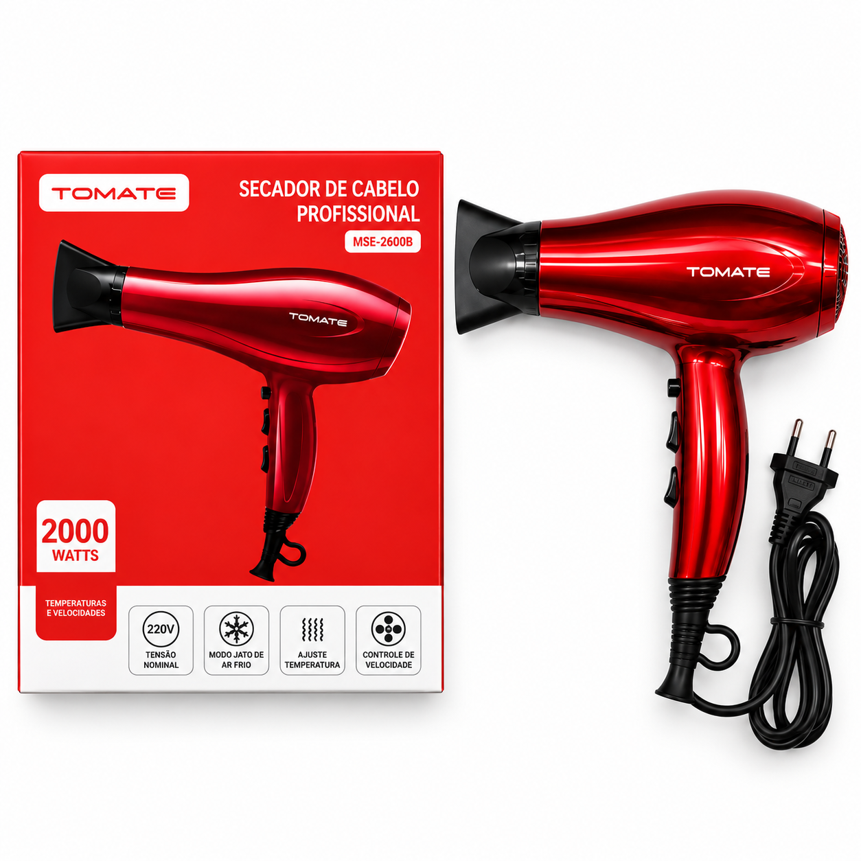 Secador de Cabelo Profissional Tomate MSE-2600B